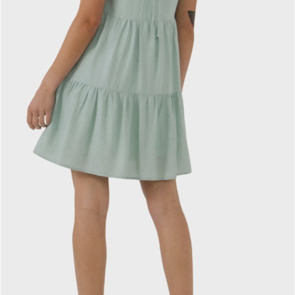 Mint Green Ruffle Sleeve Dress - Picture 2 of 3